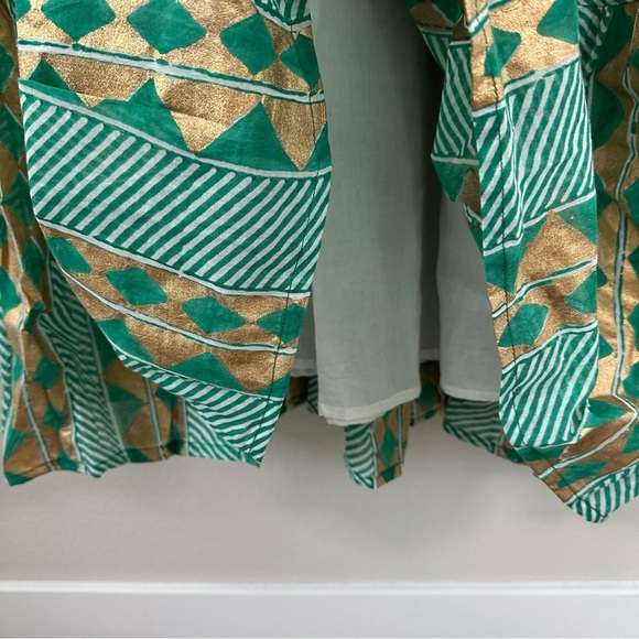 OLIPHANT Ascot Teal Gold Sleeveless Smocked Maxi Dress SZ XL - Picture 7 of 8